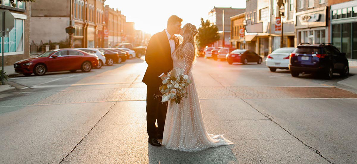 Wedding kiss on Commercial Street