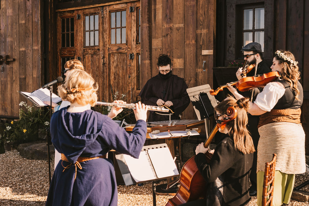 Musicians Playing in Medieval Attire