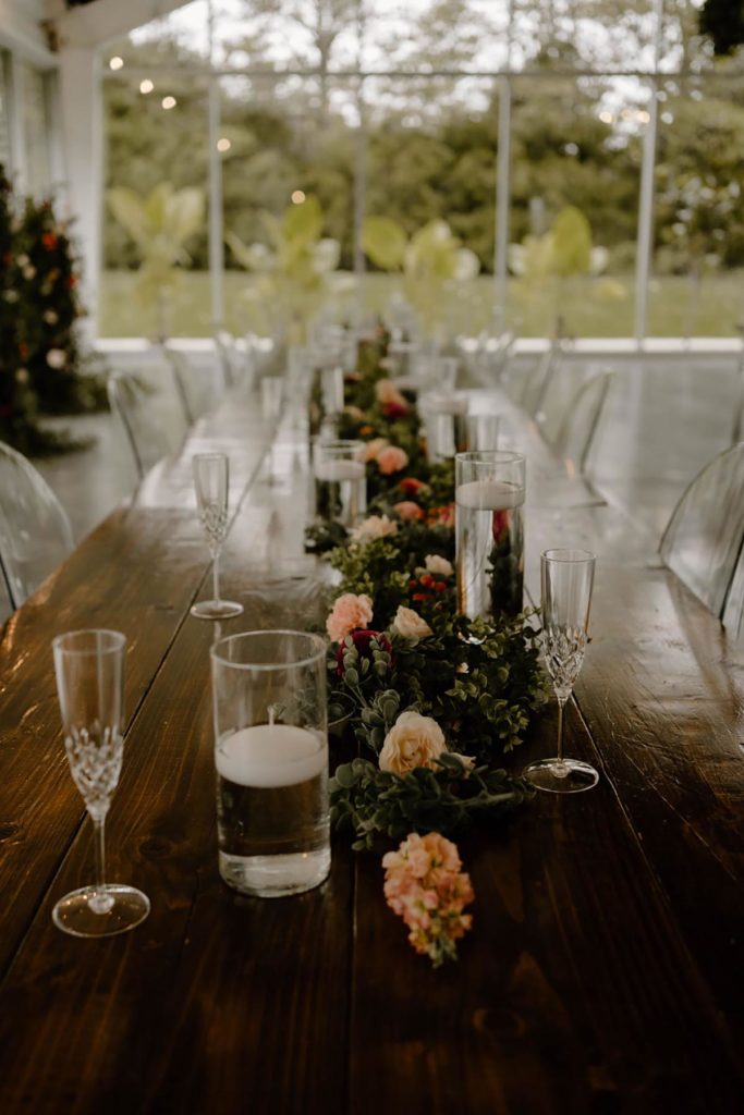 Floral Garland on Guest Table