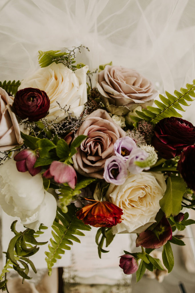 View of the bridal bouquet from the top