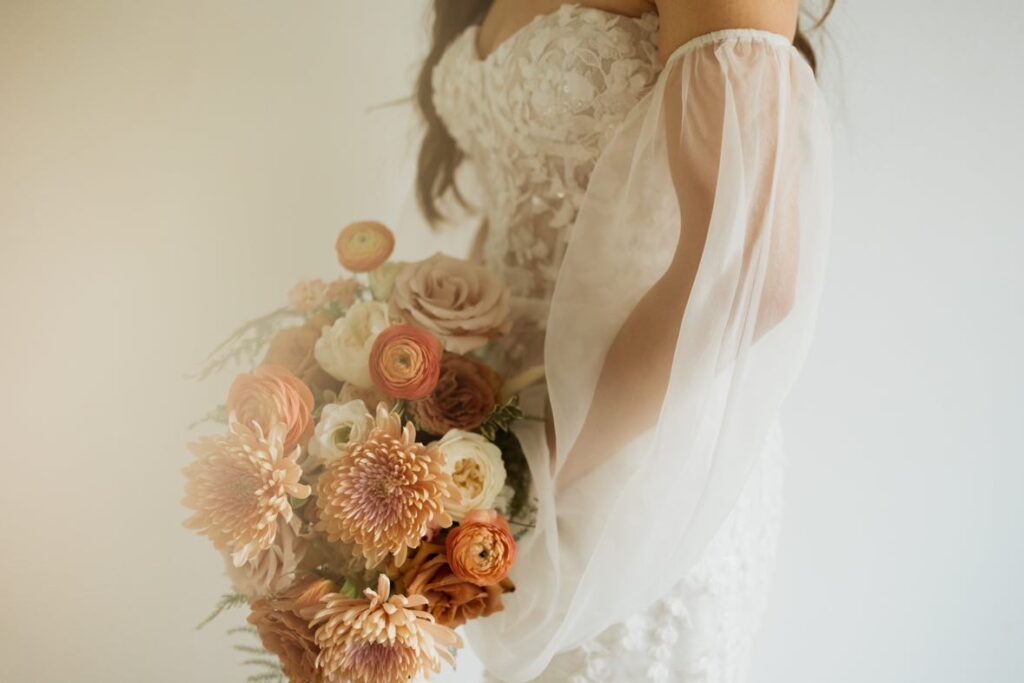 Neutral Peach Wedding Bouquet