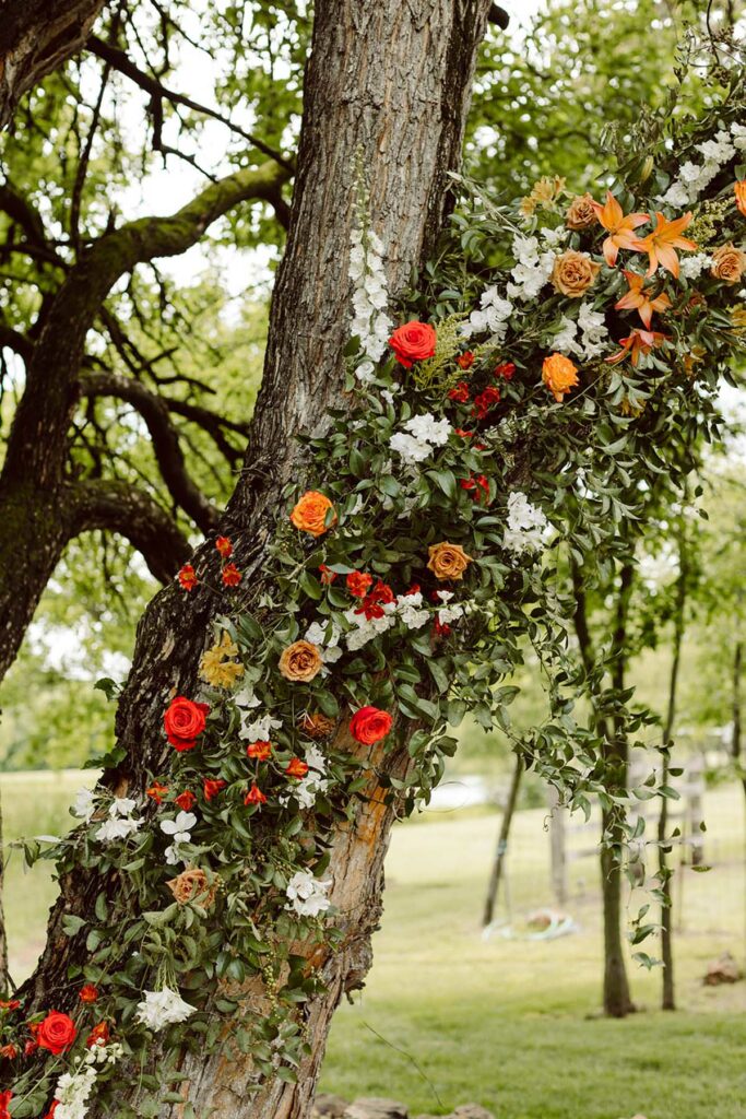 Woodsy wedding tree installation